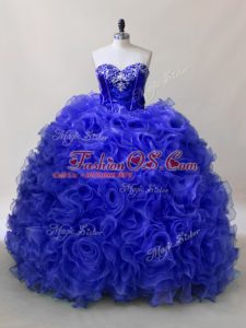Fashionable Fabric With Rolling Flowers Sleeveless Floor Length Sweet 16 Quinceanera Dress and Ruffles and Sequins