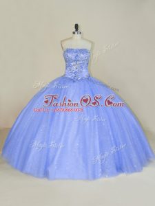 Lavender Sleeveless Beading and Sequins Floor Length Quince Ball Gowns