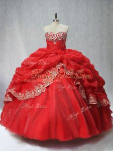 Comfortable Organza Sleeveless Floor Length Sweet 16 Quinceanera Dress and Appliques and Pick Ups