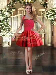 Mini Length Red Prom Evening Gown Halter Top Sleeveless Lace Up