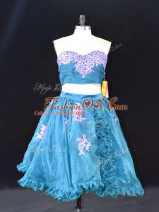 Sweetheart Sleeveless Organza Military Ball Gowns Appliques and Ruffles Zipper