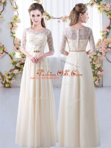 Half Sleeves Lace and Belt Zipper Court Dresses for Sweet 16