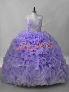 Lavender Quinceanera Gowns Sweet 16 and Quinceanera with Beading Sweetheart Sleeveless Brush Train Lace Up