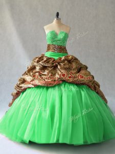 Ball Gowns Quinceanera Dress V-neck Organza Sleeveless Lace Up