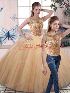 Sleeveless Beading Lace Up 15th Birthday Dress
