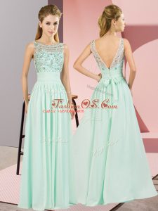 Apple Green Scoop Backless Beading Prom Evening Gown Sleeveless