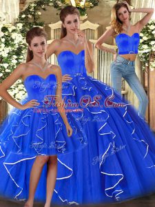 Pretty Tulle Sleeveless Floor Length Sweet 16 Dresses and Ruffles
