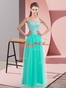 Fancy Turquoise Prom and Party with Beading Sweetheart Sleeveless Lace Up