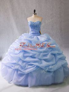 Affordable Sleeveless Lace Up Beading and Pick Ups Quince Ball Gowns
