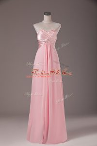 Pretty Sweetheart Sleeveless Lace Up Evening Dress Baby Pink Chiffon