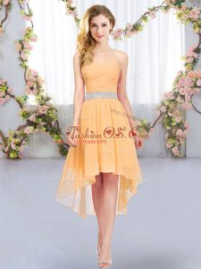 Custom Design High Low Orange Quinceanera Dama Dress Sweetheart Sleeveless Lace Up