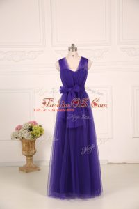 Glamorous Purple Straps Neckline Ruching Quinceanera Dama Dress Sleeveless Zipper