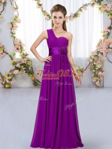 One Shoulder Sleeveless Lace Up Dama Dress Purple