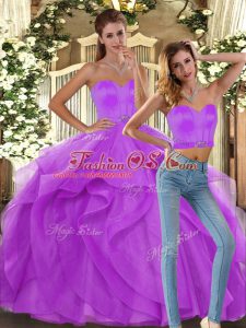 Sleeveless Lace Up Floor Length Ruffles Ball Gown Prom Dress