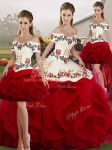 Artistic Tulle Sleeveless Floor Length Quinceanera Dress and Embroidery and Ruffles