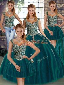 Graceful Sleeveless Lace Up Floor Length Beading and Appliques Ball Gown Prom Dress