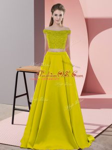 Dynamic Olive Green Sleeveless Beading Backless Prom Homecoming Dress