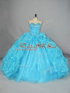 Clearance Organza Sleeveless Floor Length Quinceanera Dresses and Embroidery and Ruffles