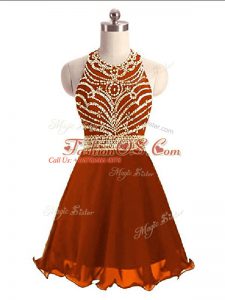 Fantastic Mini Length A-line Sleeveless Rust Red Homecoming Dress Zipper