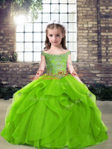 Luxurious Off The Shoulder Sleeveless Side Zipper Little Girls Pageant Dress Tulle