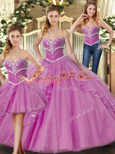 Floor Length Lilac Sweet 16 Dress Sweetheart Sleeveless Lace Up