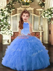 Halter Top Sleeveless Tulle Little Girls Pageant Dress Beading Backless