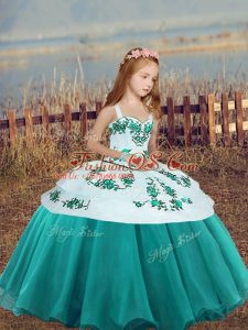 High Quality Organza Sleeveless Floor Length Little Girls Pageant Dress Wholesale and Embroidery