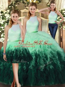 Best Selling High-neck Sleeveless Backless Quinceanera Dress Multi-color Tulle