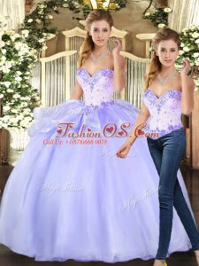 Lavender Sweetheart Neckline Beading Sweet 16 Dress Sleeveless Lace Up