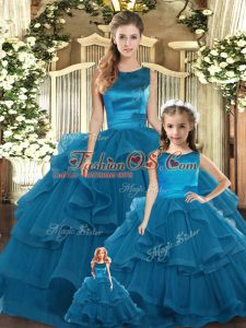 Affordable Sleeveless Ruffles Lace Up Quinceanera Dress