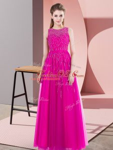 Top Selling Sleeveless Side Zipper Floor Length Beading Womens Evening Dresses