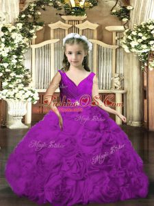 Purple Sleeveless Beading and Ruching Floor Length Pageant Dress Wholesale