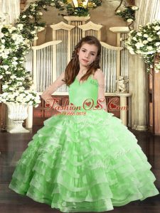 Discount Organza Straps Sleeveless Lace Up Ruffled Layers Little Girls Pageant Gowns in
