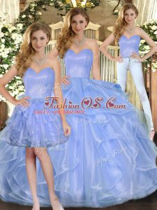 Luxurious Sleeveless Ruffles Lace Up Vestidos de Quinceanera