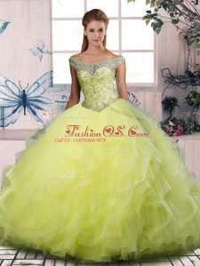 Custom Made Sleeveless Beading and Ruffles Lace Up 15 Quinceanera Dress