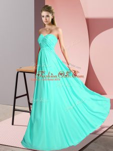Turquoise Military Ball Gown Prom and Party with Ruching Sweetheart Sleeveless Lace Up