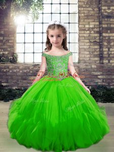 Popular Lace Up Glitz Pageant Dress Beading Sleeveless Floor Length