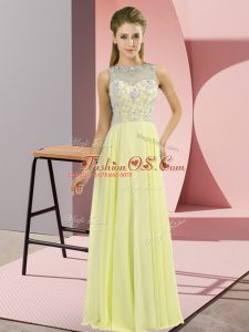 Super Chiffon High-neck Sleeveless Zipper Beading Mother Of The Bride Dress in Yellow