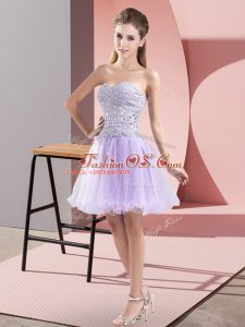 Dynamic Sleeveless Mini Length Beading Zipper Homecoming Dress with Lavender