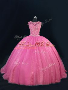 Fancy Sleeveless Beading and Lace and Sequins Lace Up Quince Ball Gowns