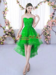 Green Bridesmaid Dress Wedding Party with Lace Sweetheart Sleeveless Lace Up