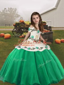 Perfect Turquoise Lace Up Pageant Dress for Teens Embroidery Sleeveless Floor Length