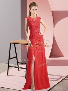 Floor Length Column/Sheath Sleeveless Red Zipper