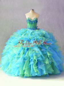 Floor Length Multi-color Sweet 16 Dresses Sweetheart Sleeveless Lace Up