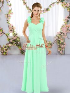 Apple Green Empire Hand Made Flower Dama Dress Lace Up Chiffon Sleeveless Floor Length