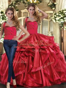 Organza Sleeveless Floor Length Quinceanera Gown and Ruffles