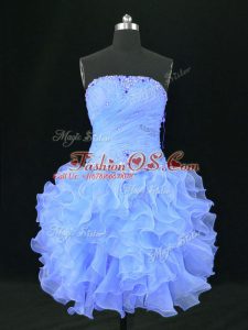 Chic Mini Length Ball Gowns Sleeveless Blue Military Ball Gowns Lace Up