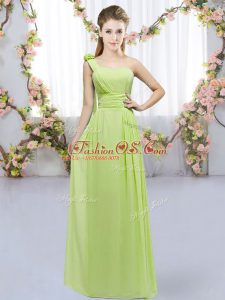 Attractive Sleeveless Lace Up Floor Length Hand Made Flower Bridesmaids Dress