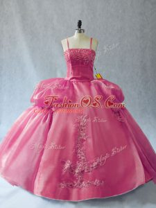 Pink Ball Gowns Appliques Vestidos de Quinceanera Lace Up Organza Sleeveless Floor Length