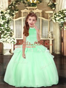 Cheap Apple Green Halter Top Neckline Beading Kids Formal Wear Sleeveless Backless